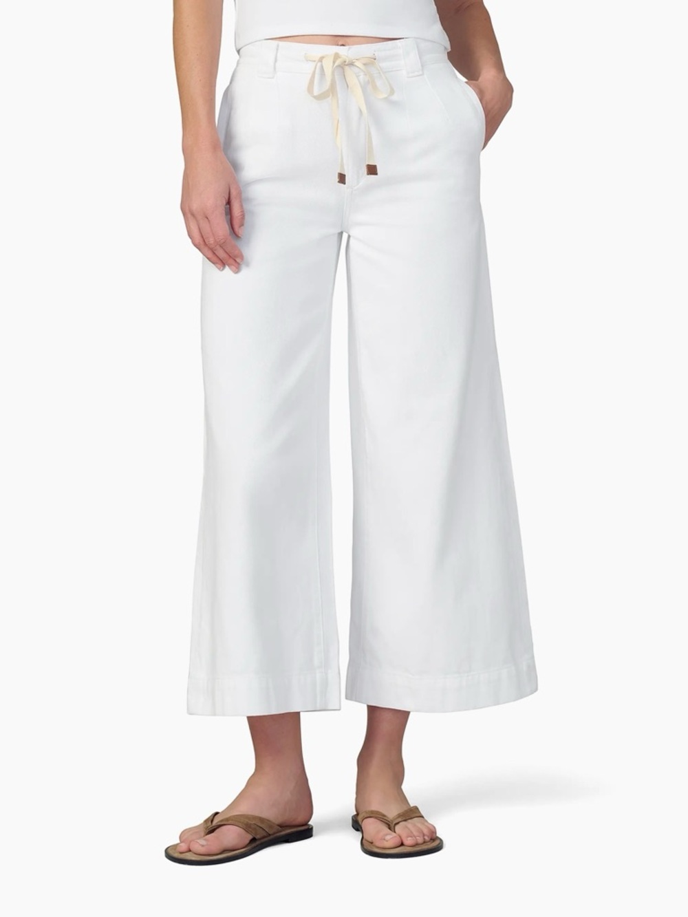 Joe's Jeans Addison Crop Wide Leg Pants Collection White Drawstring High Rise 28